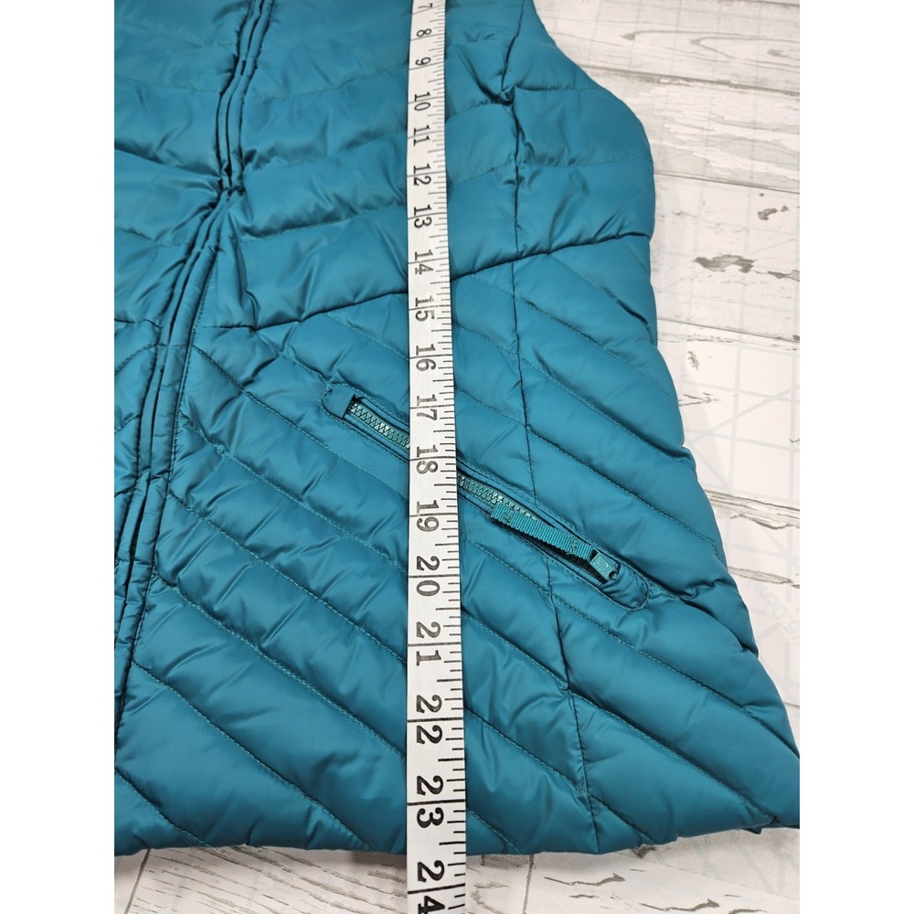 Talbots Down Quilted Puffer Vest Zipper Pockets Front Full Zip Teal Women Small - Picture 6 of 9